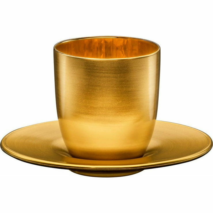 Eisch Espressoglas mit Untersetzer, Cosmo full-gold, in Geschenkröhre